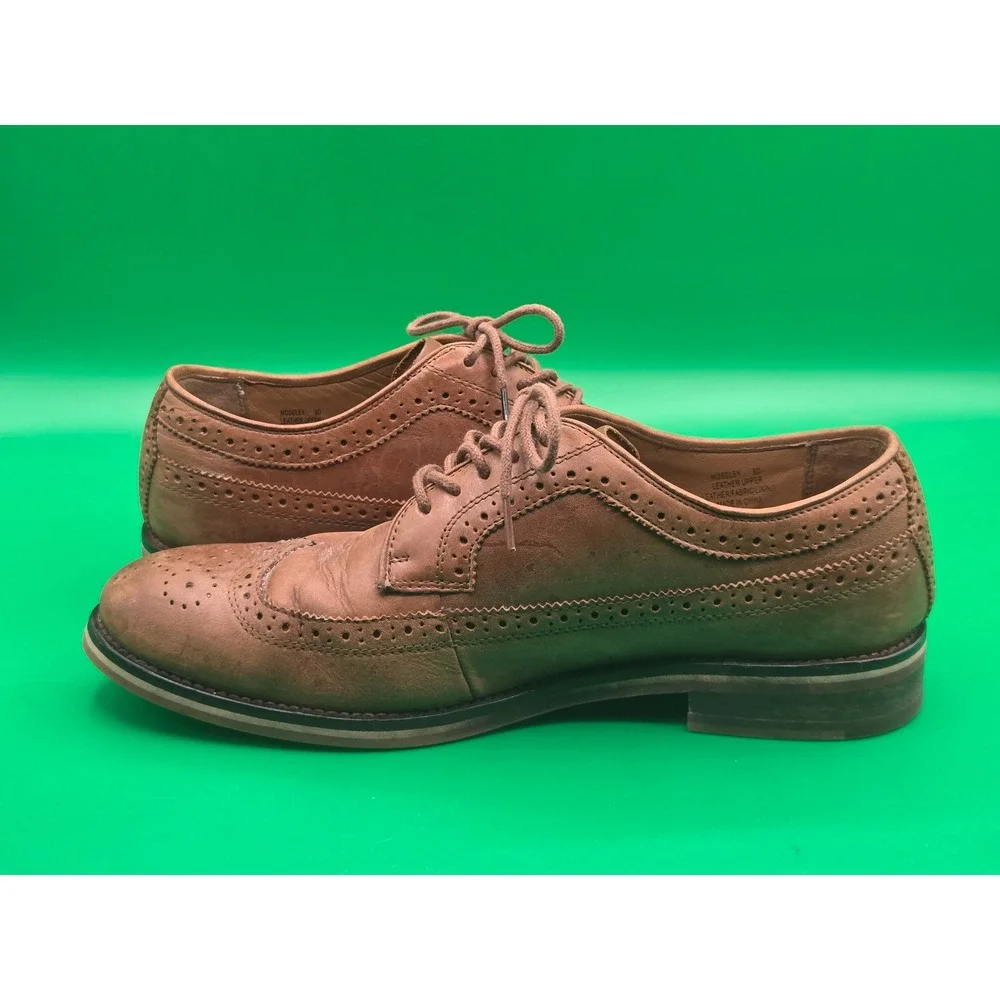 Polo Ralph Lauren Moseley Tan Brown Leather Wingtip Oxford Shoes Mens 8D